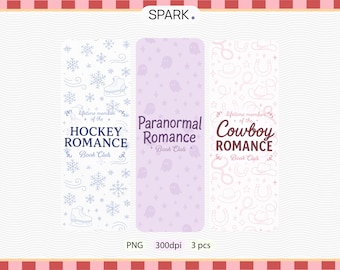 Romance Book Club Bookmark Bundle, Hockey Romance, Cowboy Romance, Paranormal Romance,