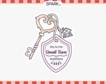 Small Town Bookstore keychain charm SVG PNG/ Pretty trendy bookish sticker, bookmark, digital download / Commercial Use Cut File png svg