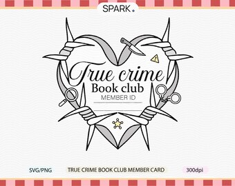 True Crime Book Club Member Card Heart Locket PNG SVG / Cute Trendy Aesthetic True Crime Book Lovers badge / Commercial Use Cut