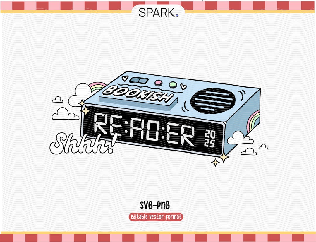 Bookish Reader Digital Clock: PNG SVG File - Etsy