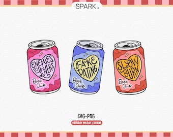 Book Club Drink Stickers: Enemies to Lovers, Fake Dating (PNG SVG)