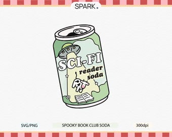 Sci-Fi reader soda PNG SVG : Cute Trendy Aesthetic Popular science fictions Bookish png for Stickers, Bookmarks, Commercial Use