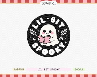 Spooky Ghost Reading Book: Halloween PNG SVG (Commercial Use)