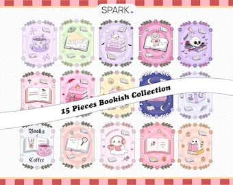 Bookish Magnetic Bookmark Bundle, Reader Mood Aesthetic, Printable Genre Stickers, PNG SVG Instant Download