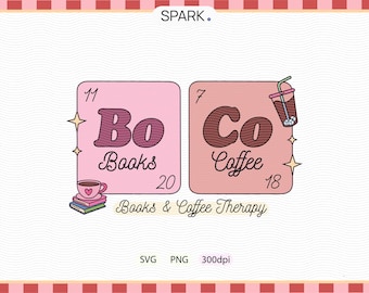 Books and Coffee Therapy SVG, Trendy Futuristic Design (Digital Download)