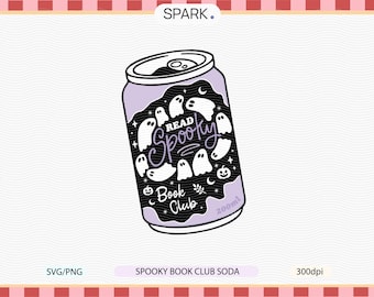 Spooky reader soda PNG SVG / Spooky Book Club : Halloween Ghost Reading Design / Cute Horror ghost read spooky sticker png (Commercial Use)