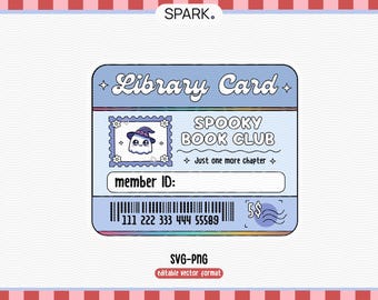 Ghost Spooky Library card svg png / spooky book  Png/ Halloween Bookish ticket librarian card digital download, Bookmarks, Commercial Use