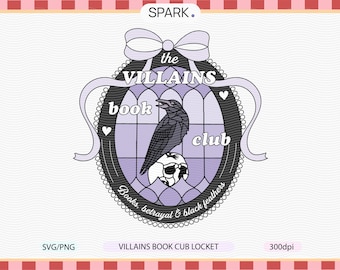 Villains book club Frame PNG SVG : Dark Romance booklover / Funny Goth Bookish/ Smut Reader Aesthetic/ Bookish genre locket / Commercial Use