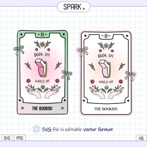 La carta del tarot libresco SVG png/ Centrarse en la lectura/ Sello libresco png svg / Lindo lector/ Marcadores png / Pegatinas obscenas/ Para amantes de los libros svg