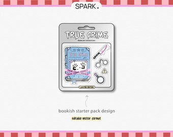 Bookish True Crime Starter Pack Bundle PNG SVG / Cute Trendy Aesthetic for True Crime Book Lovers/ Kindle Png sticker / Commercial Use Cut