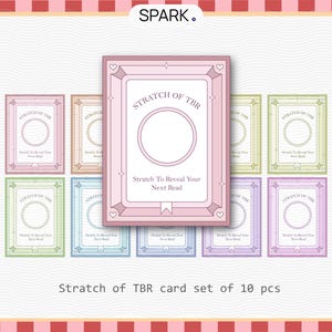 Ensemble d'impression numérique de cartes TBR à gratter / Joli jeu de cartes de jeu livresques pastel pastel / Que lire ensuite / Pot TBR / Boîte défi livre numérique