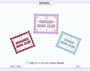 Book Club Stamp SVG PNG: Romance, Fantasy, Spooky (Digital Download)