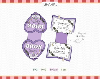 Do Not Disturb Magnet, Book Lover Heart, Late night reading tracker sticker, Cozy Reader Aesthetic Sticker Set, Bookish Decor