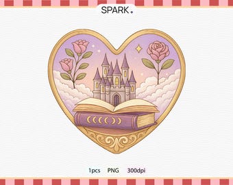 Fantasy Castle Heart Frame PNG, Romantasy Booktok (Digital Download)