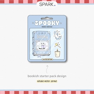Bookish Spooky Starter Pack PNG SVG / Kindle Png sticker / Halloween Bookish librarian card digital download, Bookmarks, Commercial Use png