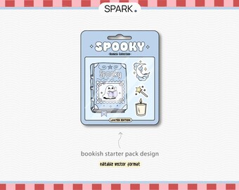 Zestaw Spooky Bookish PNG SVG: Clipart z bibliotekarzem na Halloween (do użytku komercyjnego, do pobrania cyfrowego)