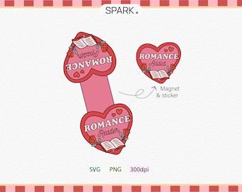 Romance Reader Magnet, Romance Book Magnet, Bookish Sticker, Romance Lover Gift, Book Lover PNG SVG