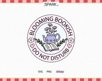 Bookish Floral Badge PNG, Do Not Disturb Reader Sticker, Cozy Book Lover Gift, BookTok Aesthetic