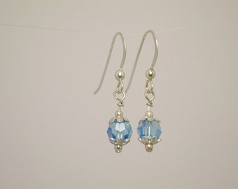 Aqua Swarovski Crystal and Sterling Silver Drop Earrings