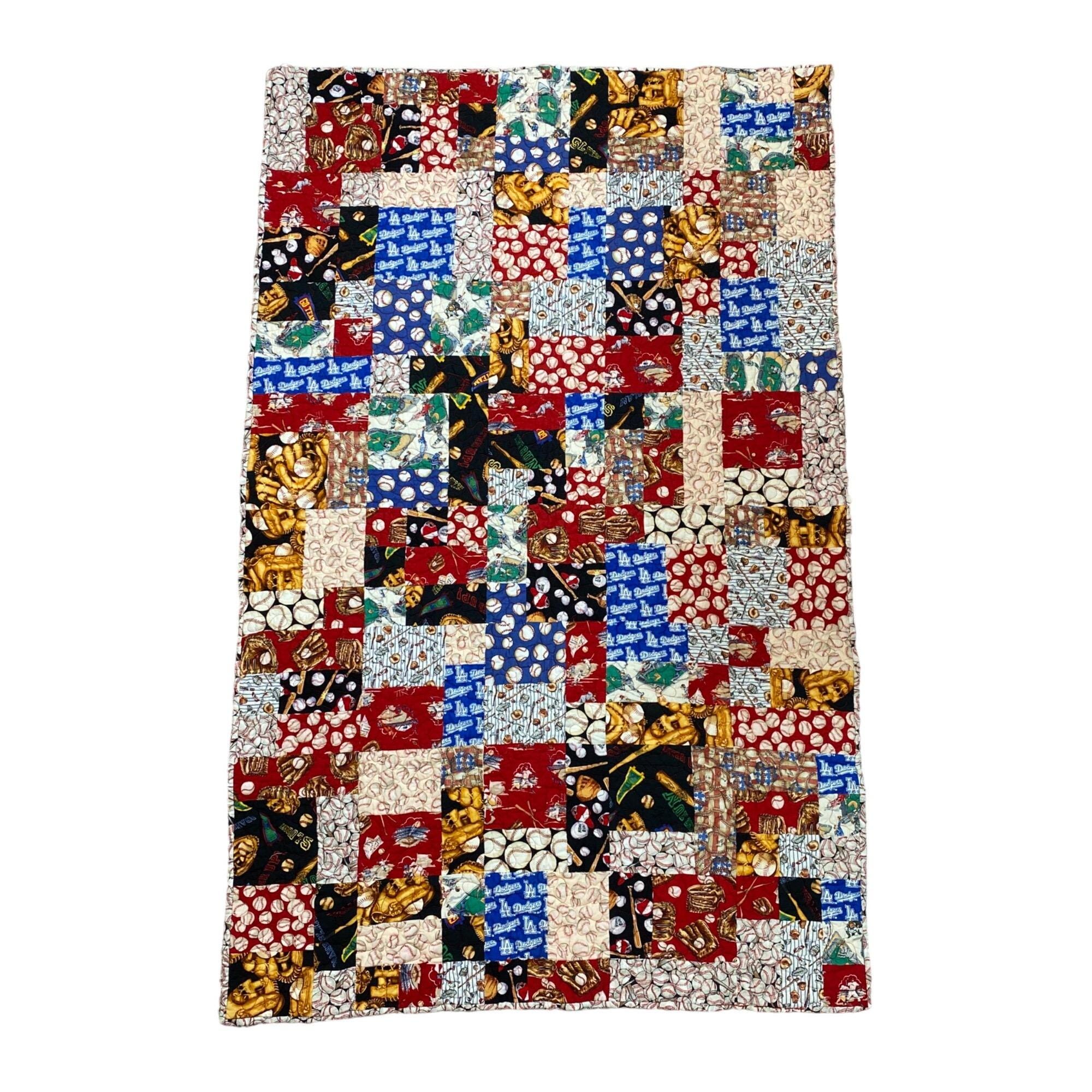 Handmade Yellow Brick Road Baseball Theme Quilted Quilt Flannel  display picture 1