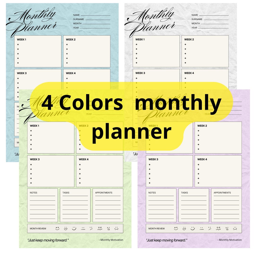 Elegant Monthly Planner: Printable A3 A4 A5 (PDF, PPTX) - Etsy