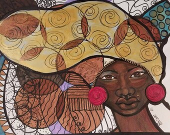 Original Art Liberian Girl by Artist Peche B.