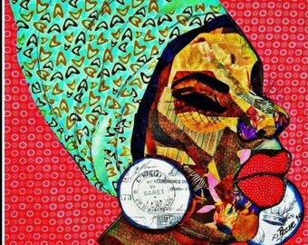 PATTERN Nina Simone Art Quilt Pattern by Artist Peche B. Size 27" square using African Fabrics.