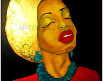 Art Print GOLDEN WOMAN by Artist Peche B