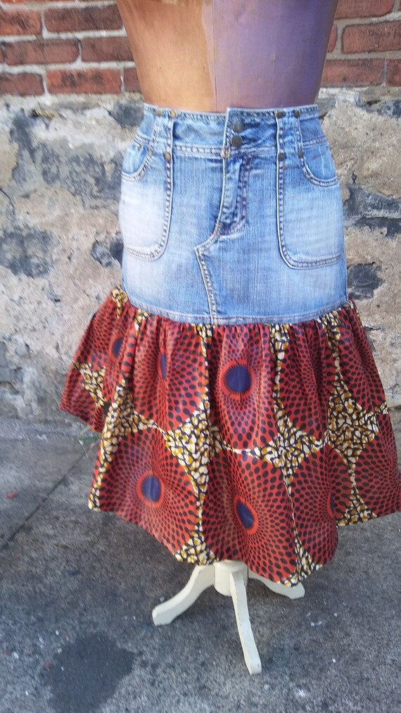 jean skirt with fabric bottom