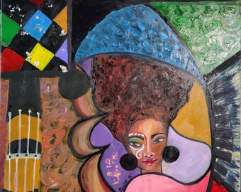 BLACK GIRL ART Original Contemporary Oil Painting.