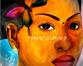 Art Print Giclee BADU by Artist Peche B. African American Art.