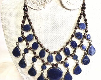 Statement LAPIS LAZULI Necklace. Beautiful for a night on the town.