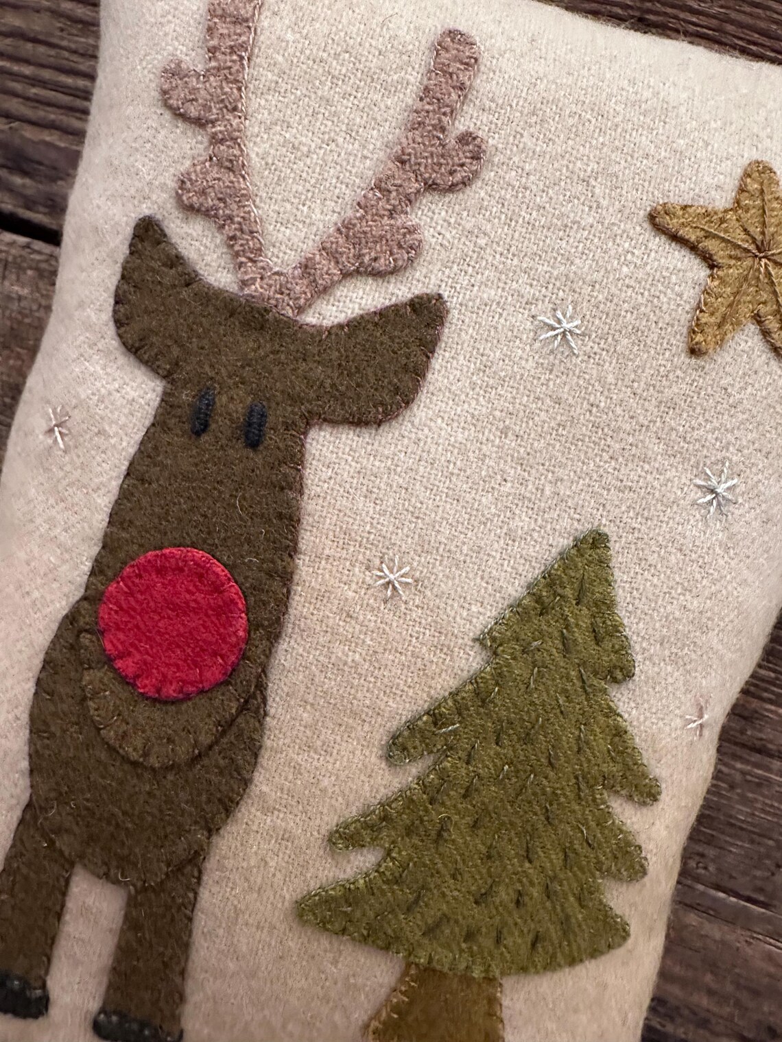 Handmade Needle Felt Christmas Pyjamas Rudolph Hanging Decoration main image 0
