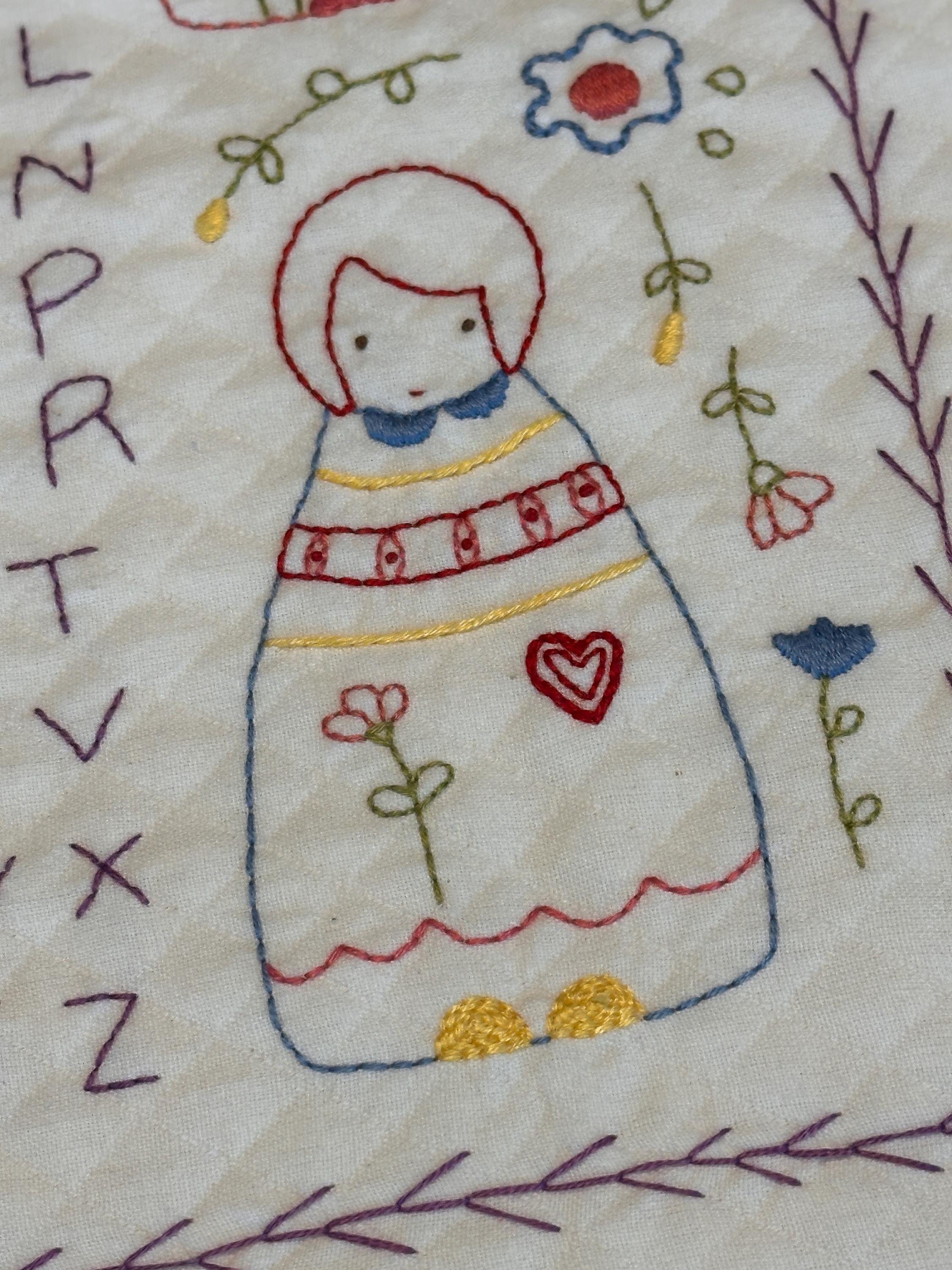 Alphabet Sampler Baby Quilt - Hand Embroidered - Handmade Patchwork ...