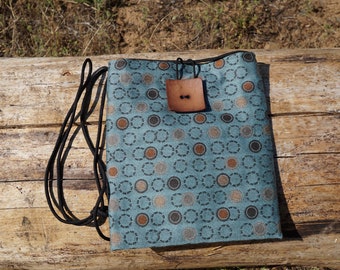 Denim with Brown Circles Medium Shoulder Bag, Crossbody Bag, Shoulder Purse, Crossbody Purse, Everyday Bag, Smart & Casual Bag