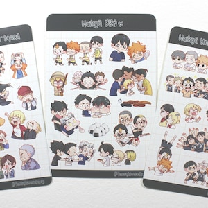 Feuilles d'autocollants Haikyuu || Feuilles d'autocollants A6 mignons Anime Chibi 4 x 6 po
