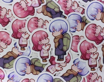 Yubisaki to Renren Sticker | Yuki and Itsuomi Chibi Anime Couple, Waterproof