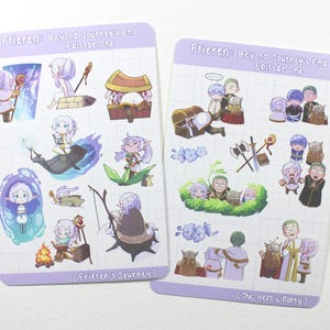 Autocollants et feuilles d'autocollants Frieren || Feuilles d'autocollants A6 chibi, anime mignon 4 x 6 po. Frieren's Journey, fougères et étoiles