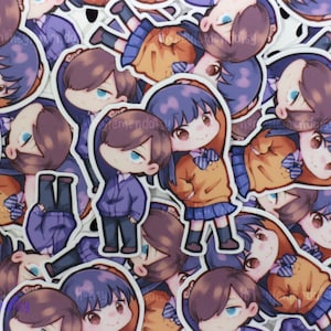 De gevaren van mijn hart || Leuke Chibi Anime Paar Stickers van Kyotaro Ichikawa en Anna Yamada Waterdicht Boku no Kokoro no Yabai Yatsu