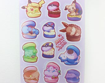 PKMN Macaron Sticker Sheet || Cute Anime 5" x 7" Sticker Sheets Water-Resistant