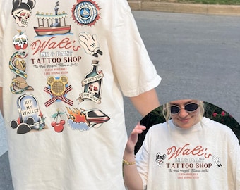 Retro Walt's Ink & Paint Tattoo Shop Comfort Color® Shirt, Disneyworld Trip Shirt, Retro Magic Kingdom Tattoo Shirt, Disney Flash Tattoo Tee