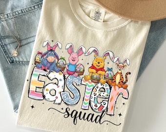 Happy Easter Squad Winnie the Pooh T-shirt, Pooh Friends Easter Day T-Shirts, Piglet and Tigger Easter Egg Hunt Sweatshirt, Comfort Colors®