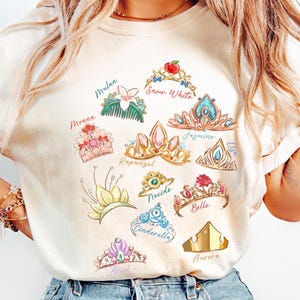 Comfort Color® Disney Princess Crown Shirt, Disneyworld Shirt, Cinderella Belle Rapunzel Ariel Snow White Disney Girl Trip Tee, Disney Shirt
