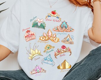 Comfort Color® Disney Princess Crown Shirt, Disneyworld Shirt, Cinderella Belle Rapunzel Ariel Snow White Disney Girl Trip Tee, Disney Shirt