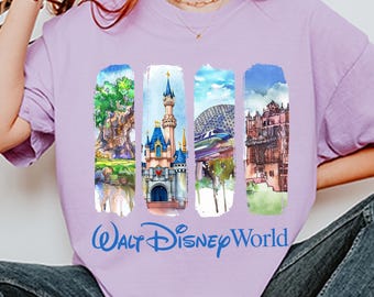 Retro Walt Disneyworld Watercolor Comfort Colors® Shirt, Vintage Disneyworld Shirt, Retro Disney Shirt, Disney 2025 Trip, Magic Castle Shirt