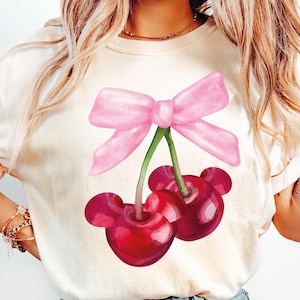 Comfort Colors® Cherry T-Shirt, Valentines Day Cherry T-shirt, Disney Coquette Baby Tee, Valentines Day Gifts, Gift For Woman, Disney Cherry