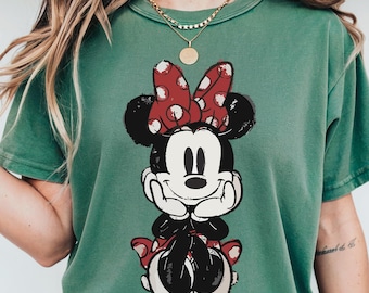 Disney Classic Minnie Mouse Shirt Retro Minnie T-Shirt for Disneyland Trip, Disneyland Holiday Family Matching T-shirt, Comfort Colors® Tees