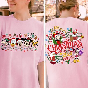 2-Sided Mickey&#39;s Very Merry Christmas Party 2025 Shirt, Disney Santa Mickey And Friends Group Christmas Lights Shirt, Comfort Colors® Shirts