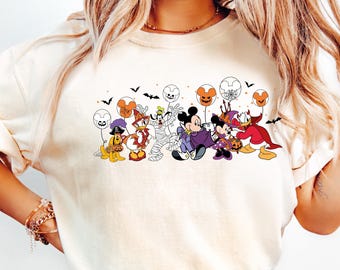 Disney Halloween Shirt, Halloween Matching Shirt, Disney Halloween Skeleton Tee, Disney Mickey and Friends Characters Halloween Balloons Tee