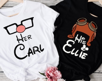 Her Carl His Ellie, Disney Couple Shirts, Carl And Ellie Shirt, Disney Couple Shirt, Disney Honeymoon Tee, Comfort Colors®,  Up Couple Shirt